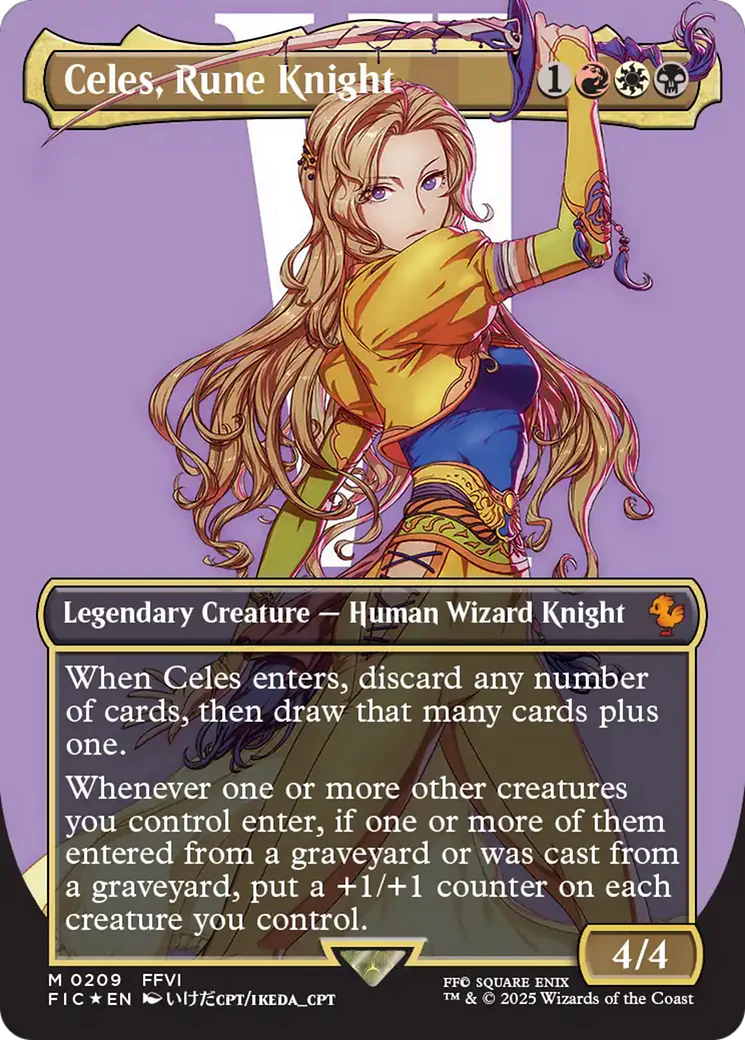 Celes, Rune Knight (Borderless) (Surge Foil) (FIC-209) - Commander: FINAL FANTASY