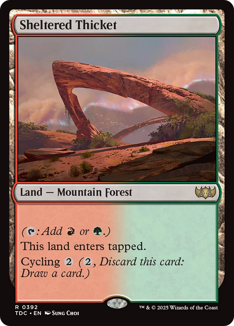 Sheltered Thicket (TDC-392) - Commander: Tarkir: Dragonstorm