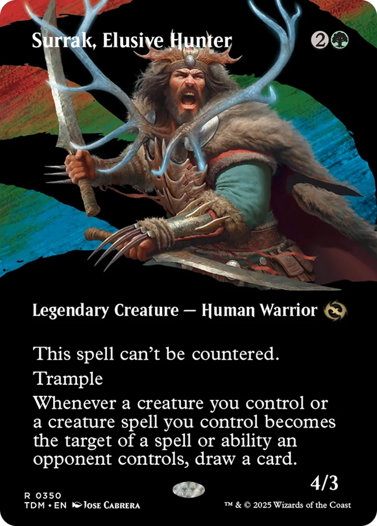 Surrak, Elusive Hunter (Borderless) (TDM-350) - Tarkir: Dragonstorm Foil