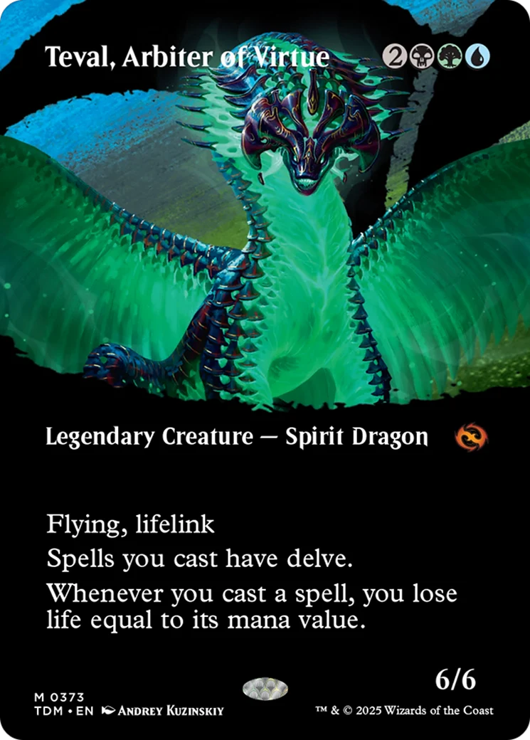 Teval, Arbiter of Virtue (Borderless) (TDM-373) - Tarkir: Dragonstorm Foil