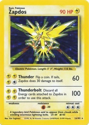 Zapdos 016/102/102 - Holo Rare - Holofoil